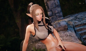 The elf gal milks in the woods, seductive me